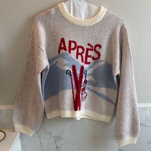 a new day Après Graphic Sweater - Cream, Red, and Blue